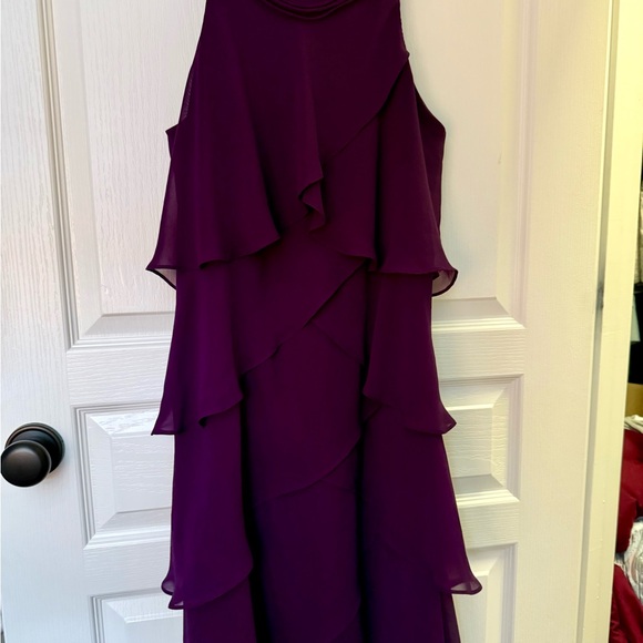 S.L. Fashions Purple High Low Halter Sundress - Picture 3 of 8